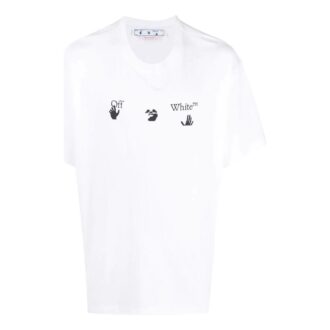 Camiseta blanca de manga corta y corte holgado con estampado del logotipo SS22