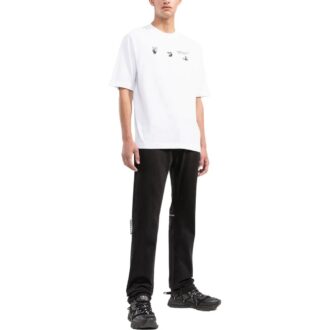 Camiseta blanca de manga corta y cuello redondo con estampado de logotipo de Off-White para hombre