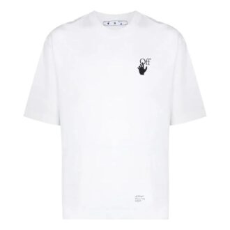 Camiseta blanca de manga corta y cuello redondo con estampado del logotipo y patrón de flechas Caravaggio de Off-White para hombre, colección primavera-verano 2022