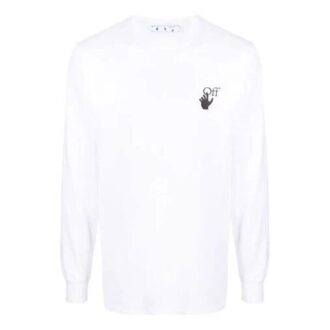 Camiseta blanca de manga larga con estampado de flechas y logotipo de Off-White para hombre
