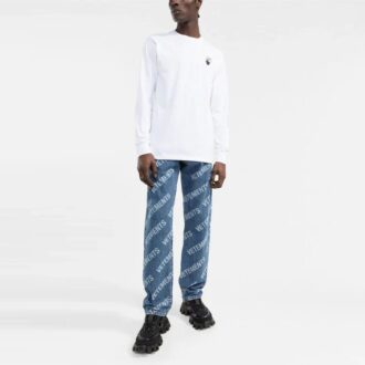 Camiseta blanca de manga larga con estampado de flechas y logotipo de Off-White para hombre