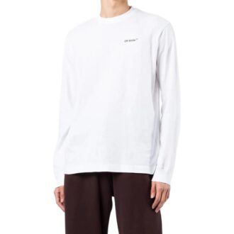 Camiseta blanca de manga larga con estampado de logotipo Off-White para hombre, colección primavera-verano 2022