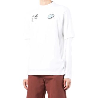 Camiseta blanca de manga larga con estampado minimalista de grafitis de Off-White para hombre, colección primavera-verano 2022