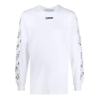 Camiseta blanca de manga larga y corte ajustado con tirantes de goma de Off-White para hombre, colección Otoño-Invierno 2021