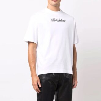 Camiseta blanca holgada de pantalón corto con estampado de logotipo para hombre de Off-White