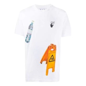 Camiseta casual con aplique Pascal para hombre, color blanco