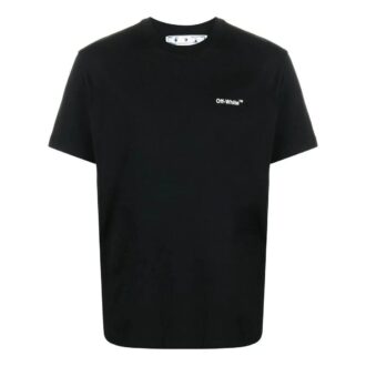Camiseta casual de manga corta para hombre Off-White con estampado del logotipo de la flecha en cadena, color negro