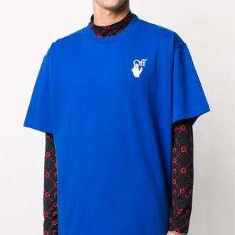 Camiseta con aplique de doble flecha para hombre, azul
