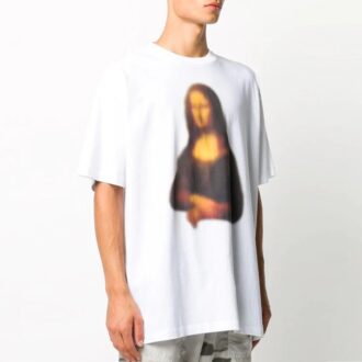 Camiseta con aplique Mona Lisa FW20 para hombre, color blanco