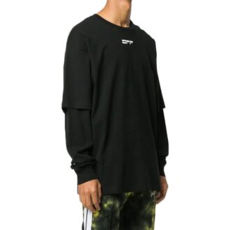 Camiseta con estampado de cara humana en la espalda, cuello redondo, negro