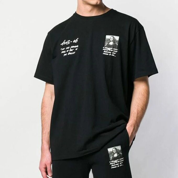 Camiseta de pantalones cortos con estampado de la Mona Lisa SS19
