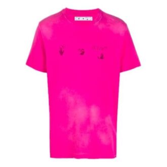 Camiseta con logotipo bordado desvaído para hombre, rosa