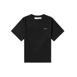 Camiseta de algodón de cuello redondo, manga corta, corte holgado y estampado de flecha pintada en grande, color negro