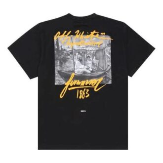 Camiseta de algodón de manga corta con estampado en negro, pantalones cortos con corte holgado