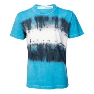 Camiseta de algodón de manga corta con estampado, versión estándar, azul cielo