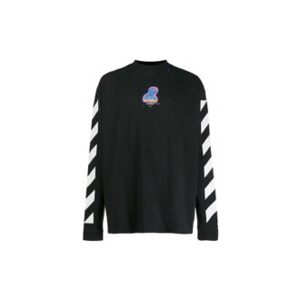 Camiseta de algodón de manga larga con rayas diagonales