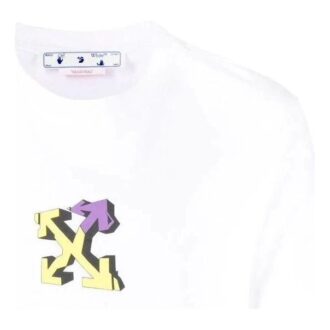 Camiseta de algodón de pantalones cortos con estampado de flechas geométricas, colección primavera-verano 2022, color blanco