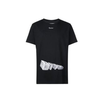 Camiseta de algodón de pantalones cortos con impresión 3D, color negro