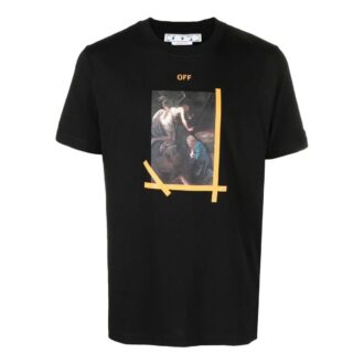 Camiseta de algodón estampada Caravaggio, color negro