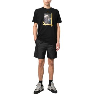 Camiseta de algodón estampada Caravaggio, color negro