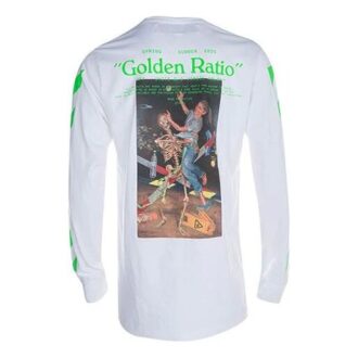Camiseta de algodón estampada, cuello redondo y manga larga, versión estándar, color blanco