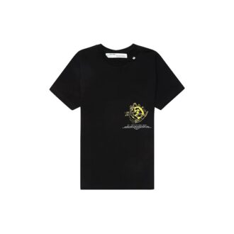 Camiseta de algodón negra con símbolos de la colección primavera-verano 2020, de manga corta, para hombre, con logo y corte normal