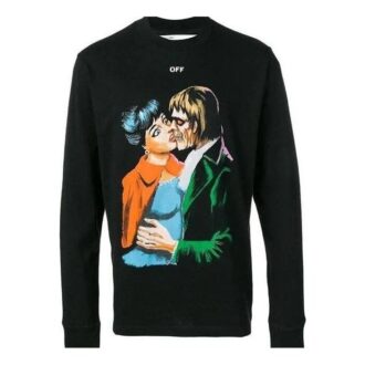 Camiseta de cuello redondo con estampado Kiss, negro, corte ajustado