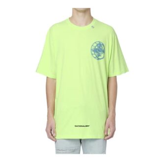 Camiseta de cuello redondo con logo impreso para hombre, amarillo/verde