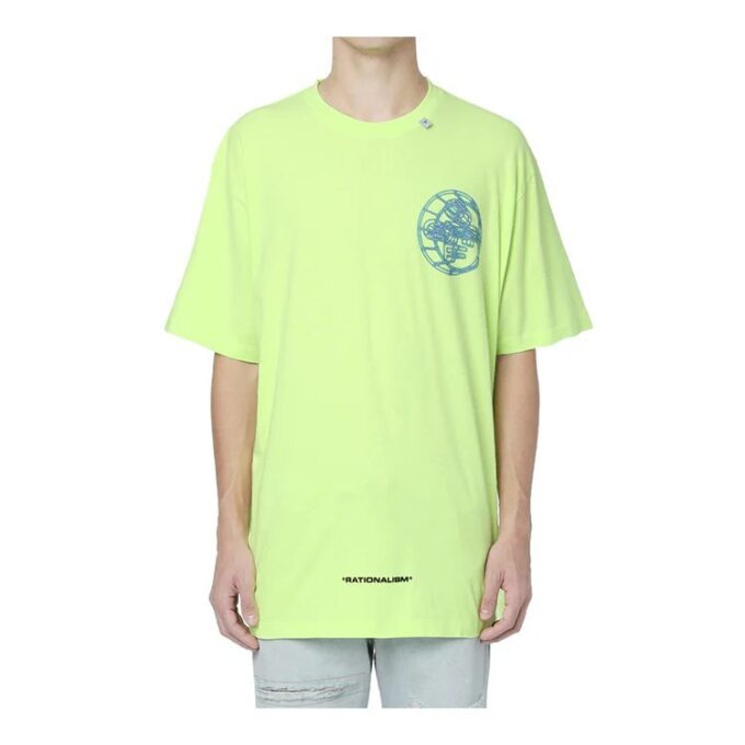 Camiseta de cuello redondo con logo impreso para hombre, amarillo/verde