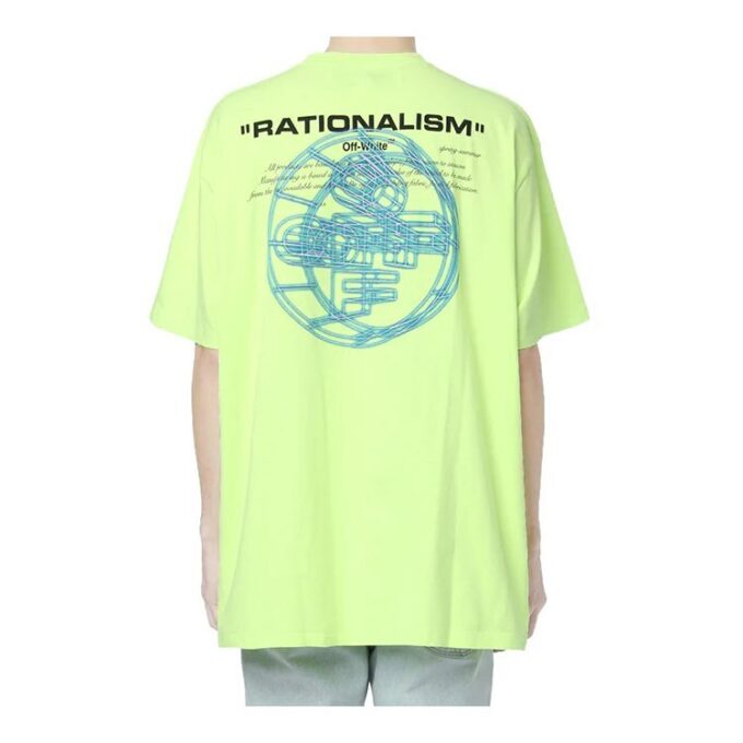 Camiseta de cuello redondo con logo impreso para hombre, amarillo/verde