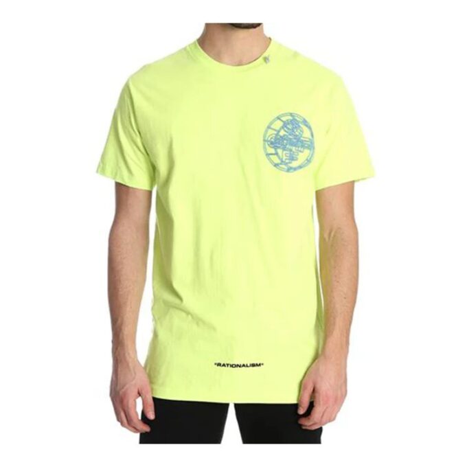 Camiseta de cuello redondo con logo impreso para hombre, amarillo/verde