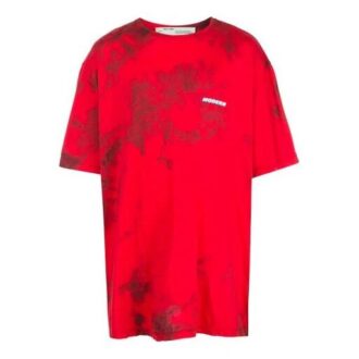 Camiseta de hombre Off-White con logotipo y estampado tie-dye rojo