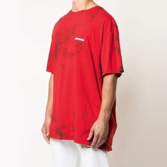 Camiseta de hombre Off-White con logotipo y estampado tie-dye rojo