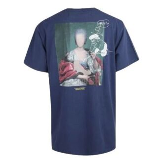 Camiseta de manga corta con aplique de pintura de Mariana para hombre, azul