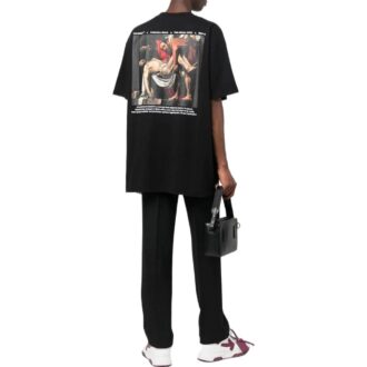 Camiseta de manga corta con diseño «Deposición» de Caravaggio «Negro»