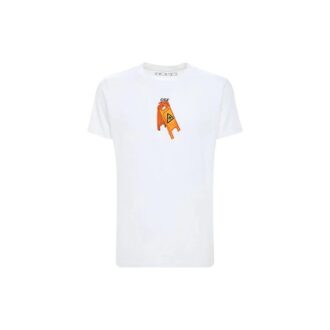 Camiseta de manga corta con estampado de esqueleto y logotipo, color blanco