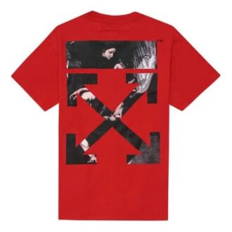 Camiseta de manga corta con estampado de flecha pintada en rojo