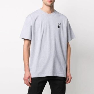 Camiseta de manga corta con estampado de flechas, corte holgado, gris