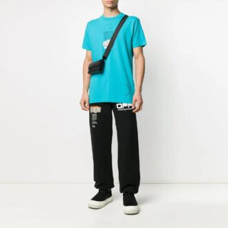 Camiseta de manga corta con estampado de letras, azul