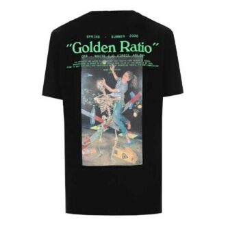 Camiseta de manga corta con estampado de personaje esquelético, versión normal, negro