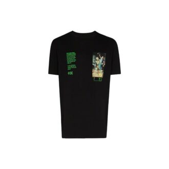 Camiseta de manga corta con estampado de personaje esquelético, versión normal, negro