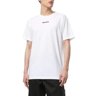Camiseta de manga corta con estampado de trabajadores, color blanco