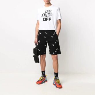 Camiseta de manga corta con estampado del logotipo Alphabet SS21, color blanco