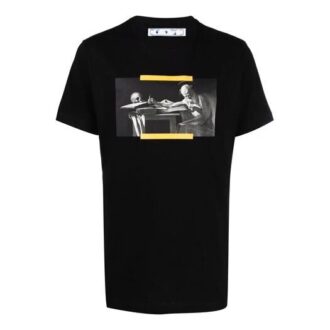 Camiseta de manga corta con estampado para hombre Off-White SS21, color negro