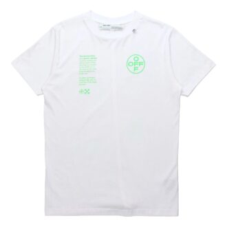 Camiseta de manga corta con letras fluorescentes, color blanco