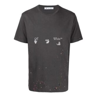 Camiseta de manga corta con salpicaduras de pintura vintage «Magnet White»