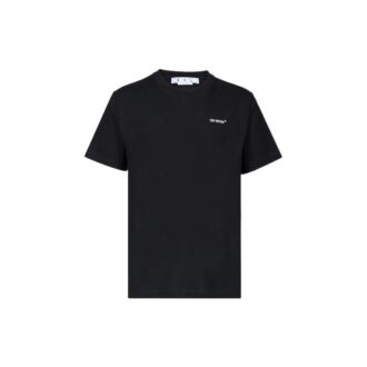 Camiseta de manga corta de algodón estampada de color liso Off-White para hombre, colección primavera-verano 2022, color negro