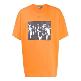 Camiseta de manga corta de cuello redondo con estampado de flechas para hombre de Off-White en color naranja