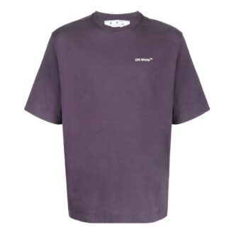 Camiseta de manga corta de cuello redondo para hombre Off-White con estampado Carravagio en la espalda y logotipo en el pecho, color morado