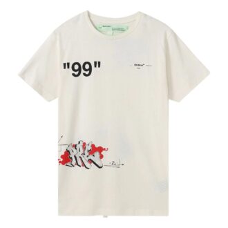 Camiseta de manga corta Graffiti Printing, color blanco